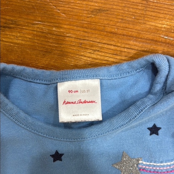 Hanna Andersson Blue Long Sleeve Tee with Subtle Embroidery Size 3T - Picture 2 of 5